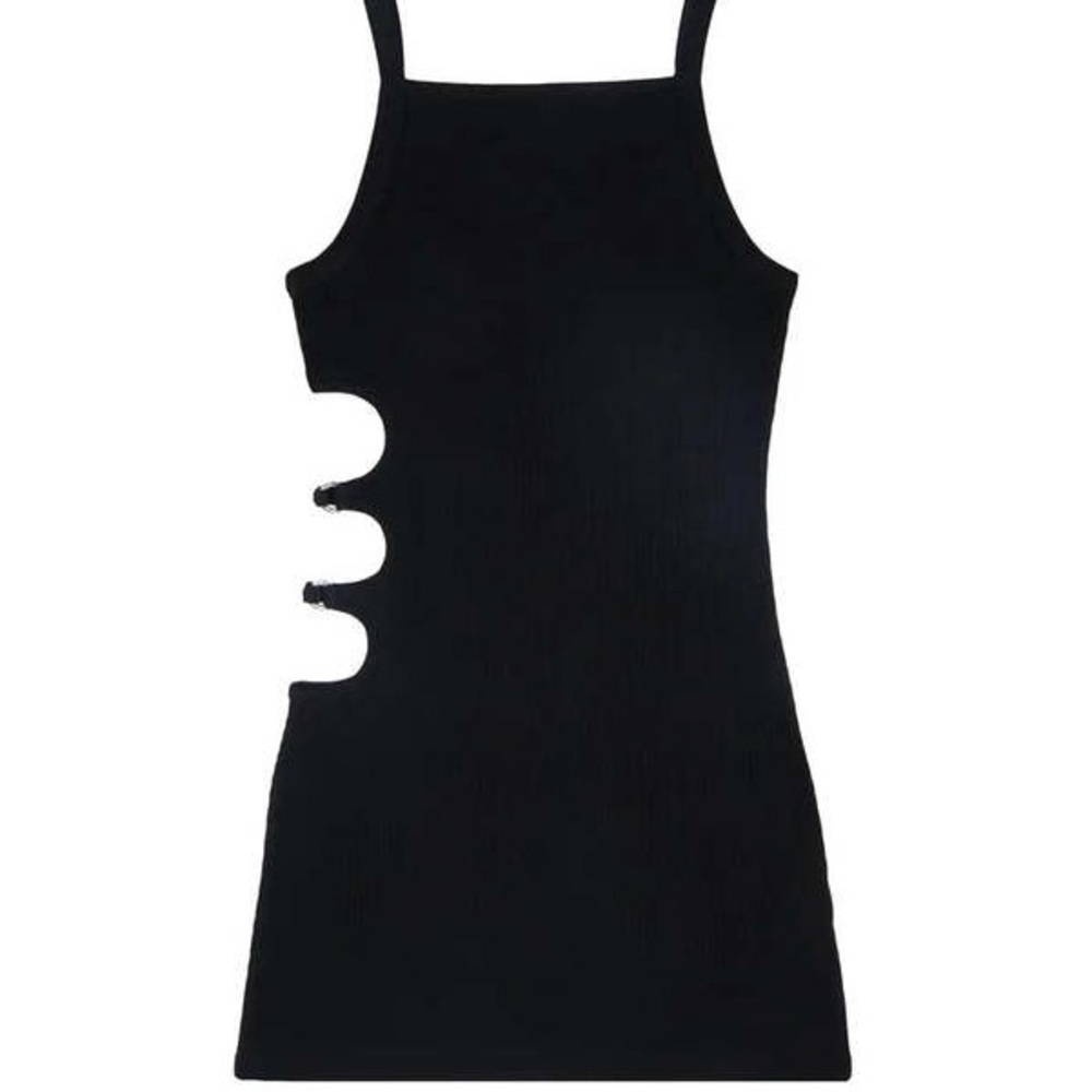 SANDY LIANG | “Pronto” Black cutout rib knit dress | Sz S